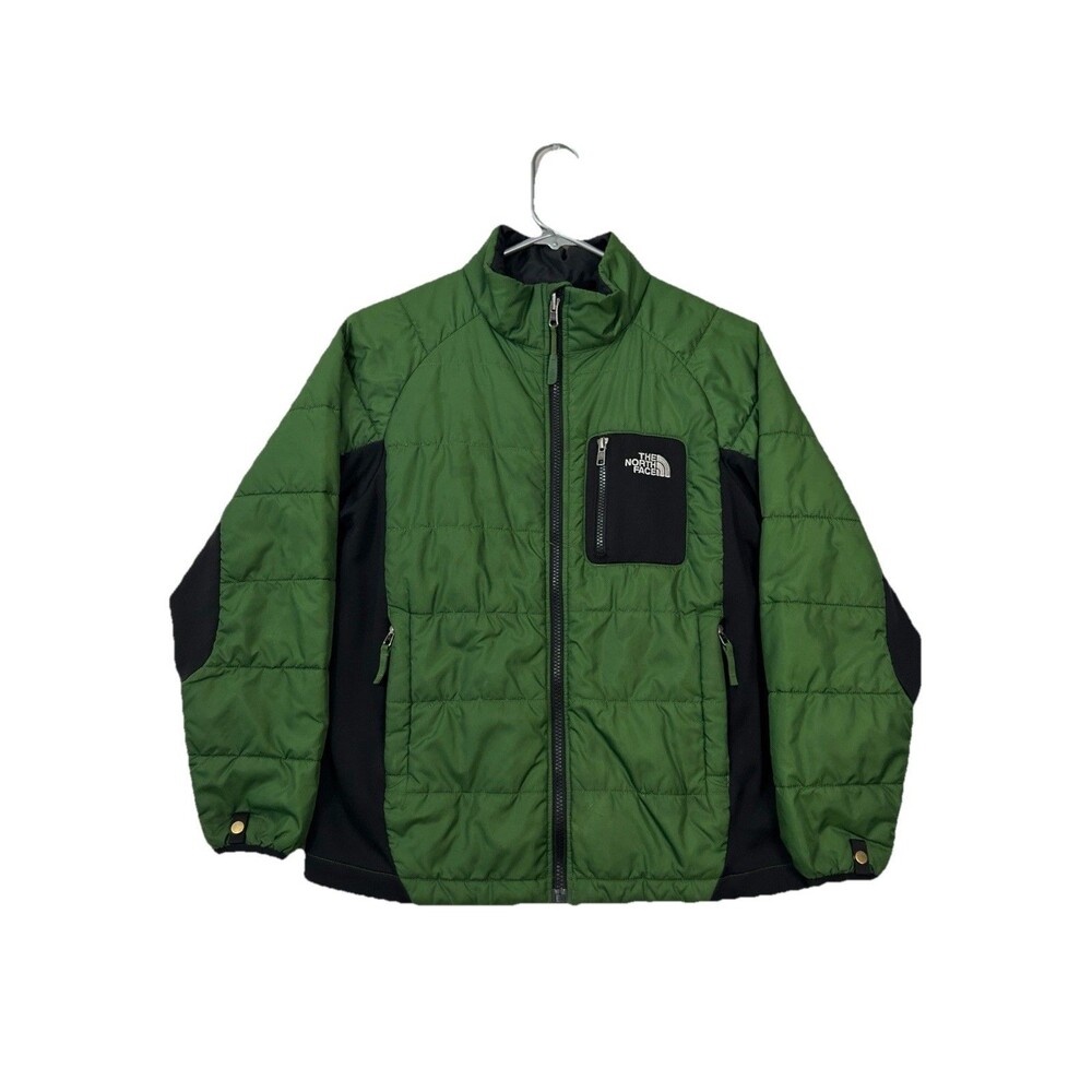 The North Face Large 14/16 Jacket Green Black Quilted Insulated Puffer Full Zip - Picture 1 of 11
